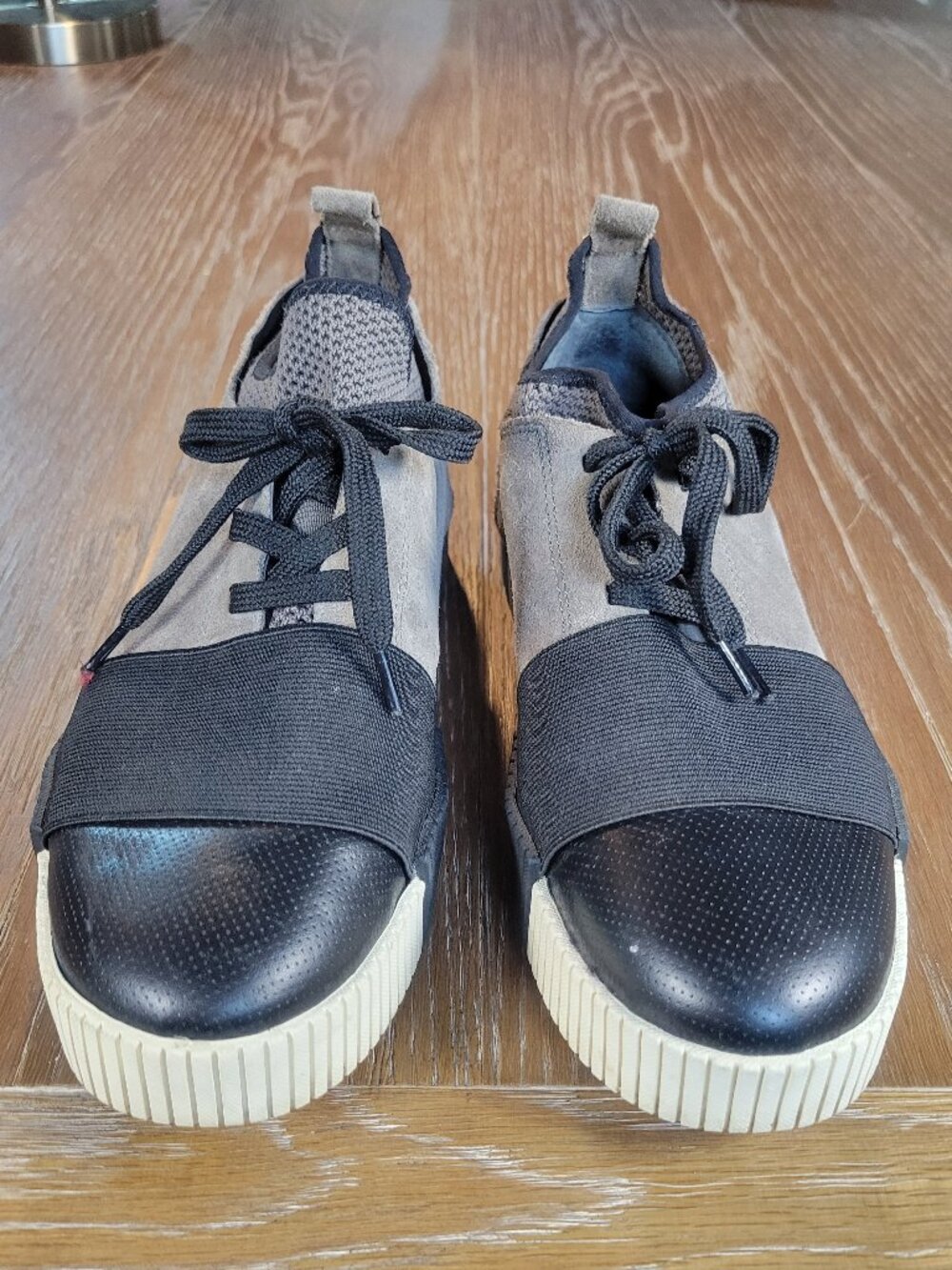 Marc Fisher LTD Gray Suede Knit Slip On Platform Sneakers Women's 8 - Picture 2 of 13